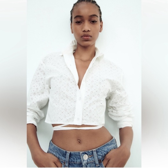 EMBROIDERED EYELET CROP... - Picture 1 of 9